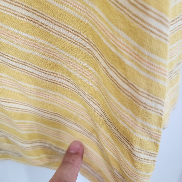 SuZen Women's Cotton Linen Stripes Keyhole Button Top - S - Picture 7 of 13